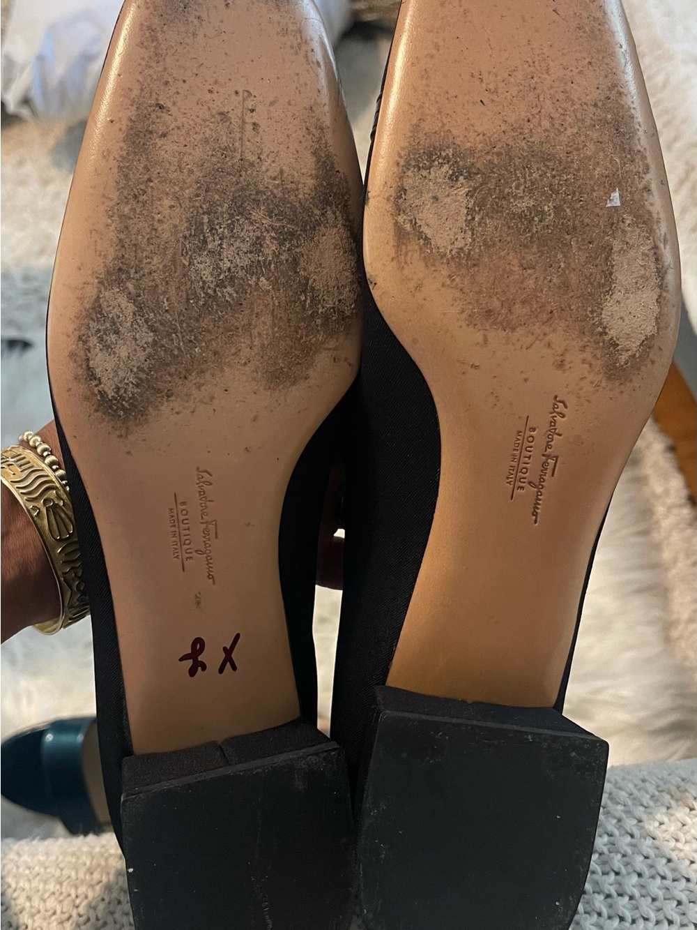 Salvatore Ferragamo Boutique Black Block Heel Pumps Made in Italy, size 10B - Picture 7 of 8